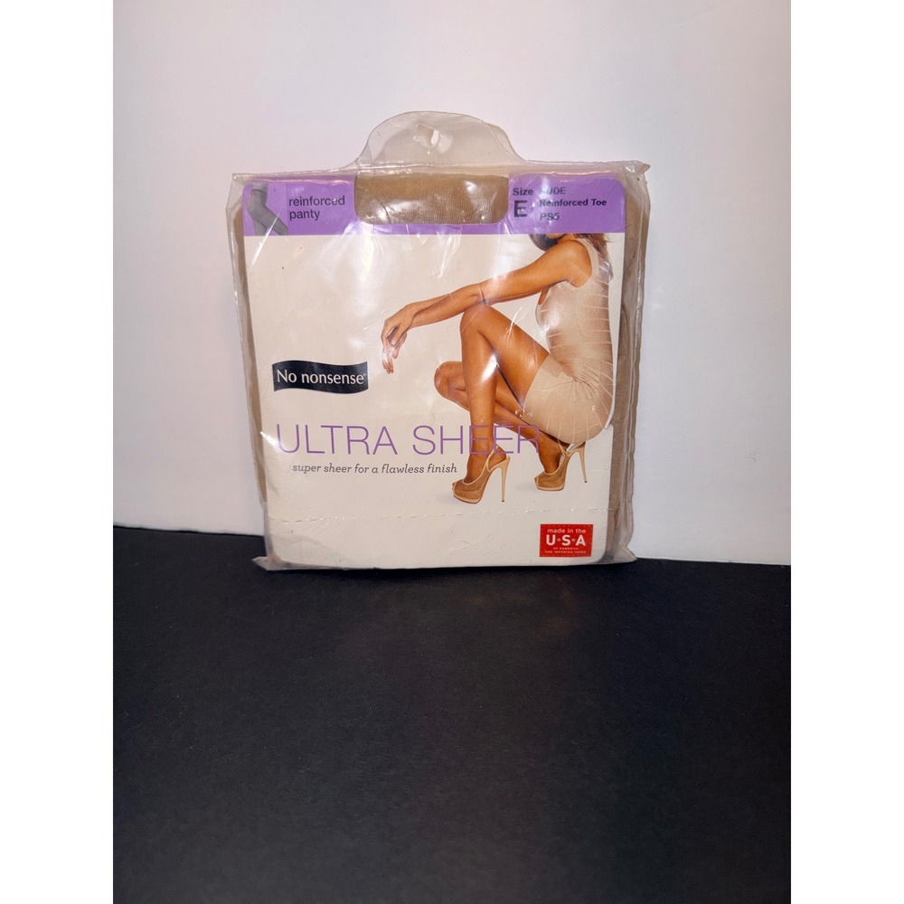 No Nonsense Ultra‎ Sheer Pantyhose Nude Size E Reinforced Toe PS5 Made in USA